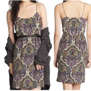 J.Crew silk paisley print slip dress purple multi color SIZE 2